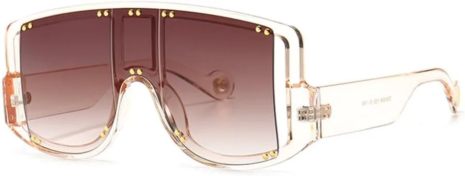 Винтажные большие квадратные солнцезащитные очки-моноблок для женщин с заклепками и декоративным градиентом, мужские солнцезащитные очки MTZJH, Champagne Tea
Винтажные большие квадратные солнцезащитные очки-моноблок для женщин с заклепками и декоративным градиентом, мужские солнцезащитные очки MTZJH, Champagne Tea