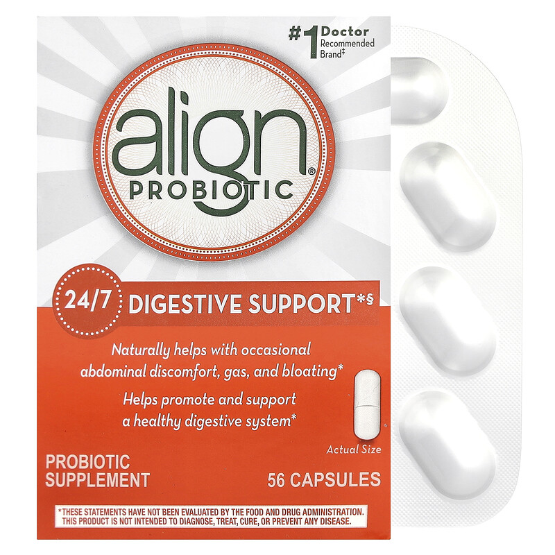 Align Probiotics, Поддержка пищеварения 24/7, добавка с пробиотиками, 4 мг, 56 капсул
Align Probiotics, Поддержка пищеварения 24/7, добавка с пробиотиками, 4 мг, 56 капсул