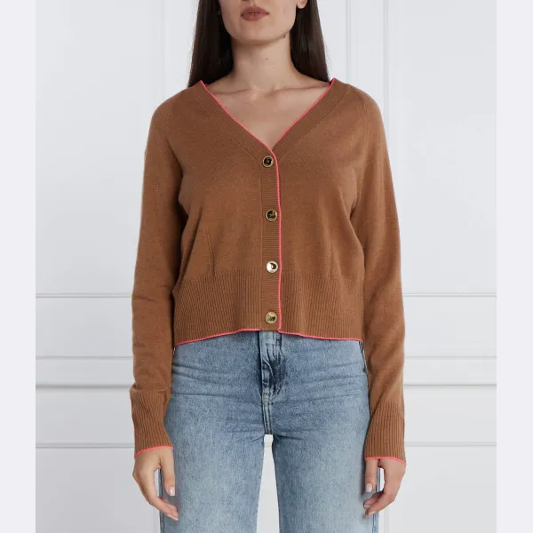 Шерстяной кардиган классического кроя с добавлением кашемира Pinko, коричневый
Шерстяной кардиган классического кроя с добавлением кашемира Pinko, коричневый