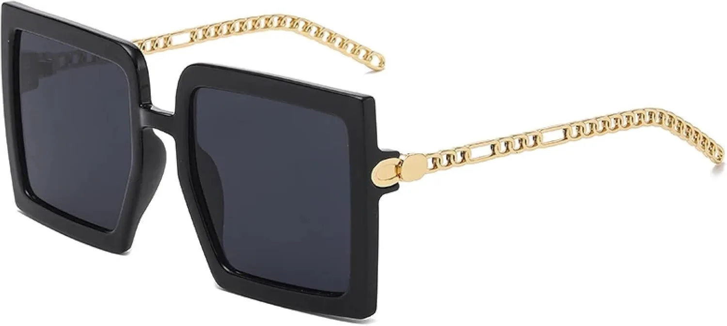 Модные солнцезащитные очки большого размера с градиентным переходом цвета для женщин, винтажная оправа из сплава с цепочкой, стильные и элегантные TVTBBVV, Black
Модные солнцезащитные очки большого размера с градиентным переходом цвета для женщин, винтажная оправа из сплава с цепочкой, стильные и элегантные TVTBBVV, Black