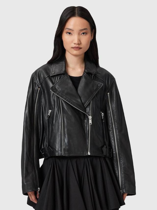 Кожаный байкерская куртка Masone с молнией на рукаве AllSaints, Black
Кожаный байкерская куртка Masone с молнией на рукаве AllSaints, Black