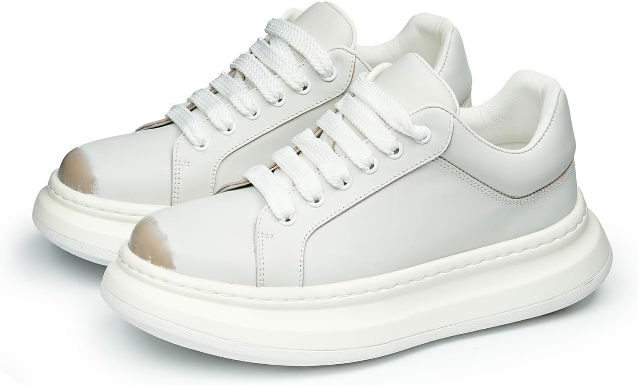 Мужские модные кроссовки Santimon из кожи на платформе, повседневные туфли- верх из цельнозерновой коровьей кожи, массивные низкие кроссовки для ходьбы с подкладкой из овчины и эффектом увеличения роста, белый/коричневый
Мужские модные кроссовки Santimon из кожи на платформе, повседневные туфли- верх из цельнозерновой коровьей кожи, массивные низкие кроссовки для ходьбы с подкладкой из овчины и эффектом увеличения роста, белый/коричневый