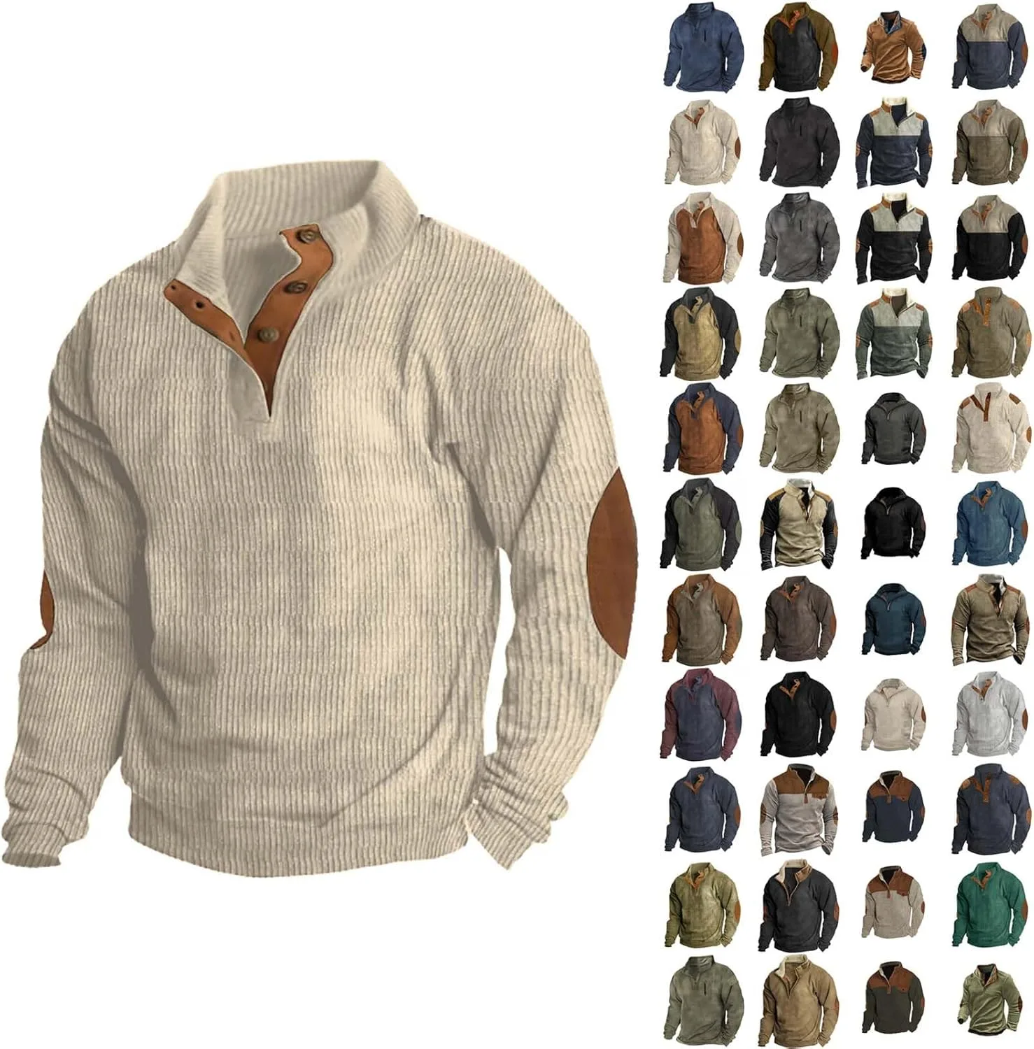 Мужской свитер с воротником-стойкой и налокотниками QWENTMTNTY
Мужской свитер с воротником-стойкой и налокотниками QWENTMTNTY