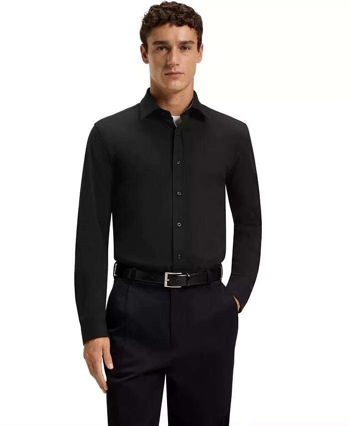 Мужская обтягивающая хлопковая классическая рубашка slim-fit Hugo Boss, черный
Мужская обтягивающая хлопковая классическая рубашка slim-fit Hugo Boss, черный