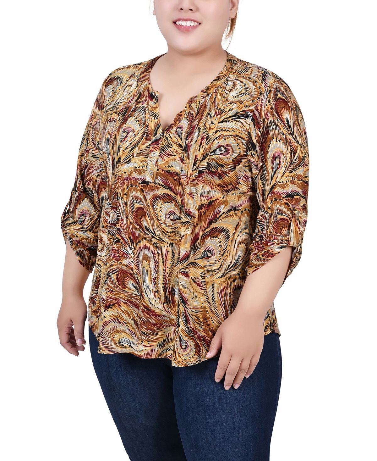 Пуловер размера плюс 3/4 с язычком NY Collection
Пуловер размера плюс 3/4 с язычком NY Collection