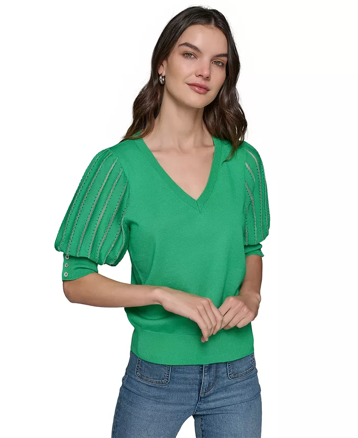 Женский свитер с V-образным вырезом и пышными рукавами KARL LAGERFELD PARIS, черный
Женский свитер с V-образным вырезом и пышными рукавами KARL LAGERFELD PARIS, черный