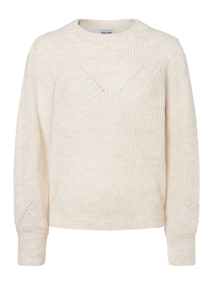 Уютный вязаный свитер в рубчик цвета пудры и крема-меланжа More & More
Уютный вязаный свитер в рубчик цвета пудры и крема-меланжа More & More