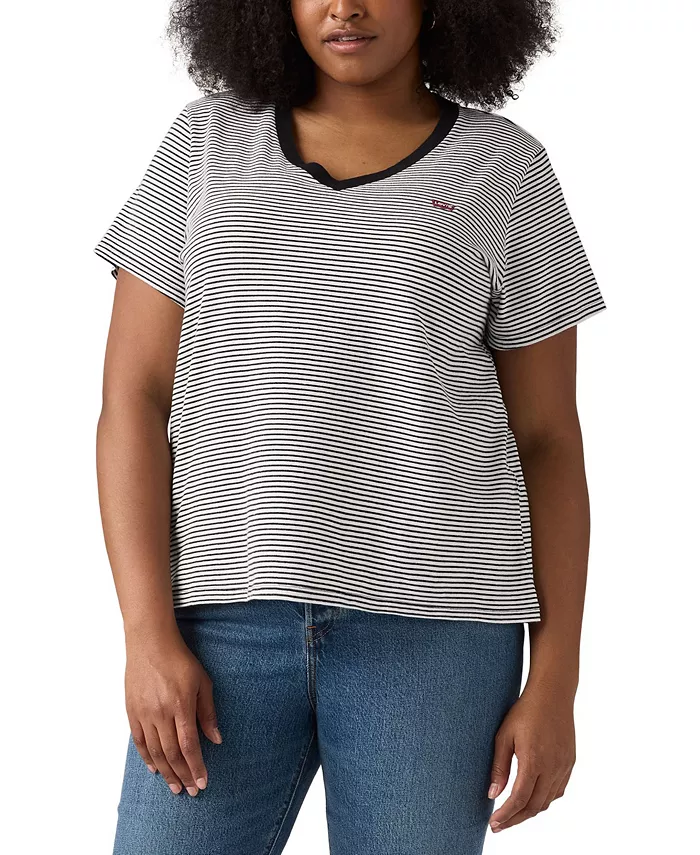 Футболка Plus Size Perfect Cotton в полоску с короткими рукавами Levi's, черный
Футболка Plus Size Perfect Cotton в полоску с короткими рукавами Levi's, черный