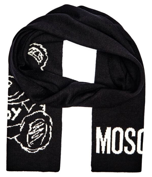 Шарф женский Moschino с добавлением шерсти с принтом, черный
Шарф женский Moschino с добавлением шерсти с принтом, черный