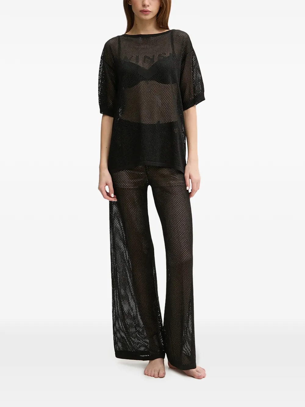 Сетчатые брюки широкого кроя Twinset, черный
Сетчатые брюки широкого кроя Twinset, черный