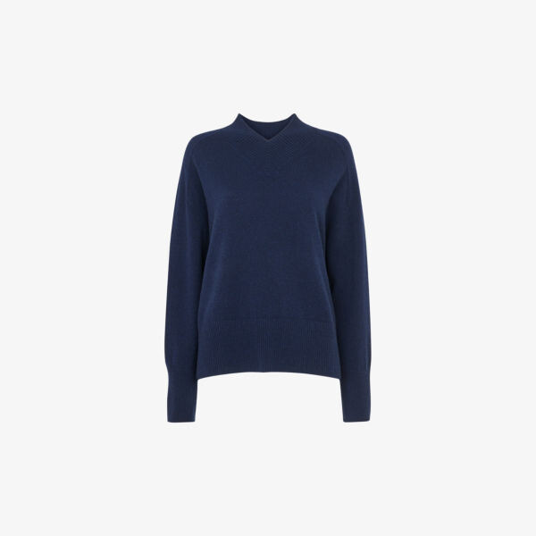 Кашемировый джемпер свободного кроя с V-образным вырезом Whistles, синий
Кашемировый джемпер свободного кроя с V-образным вырезом Whistles, синий
