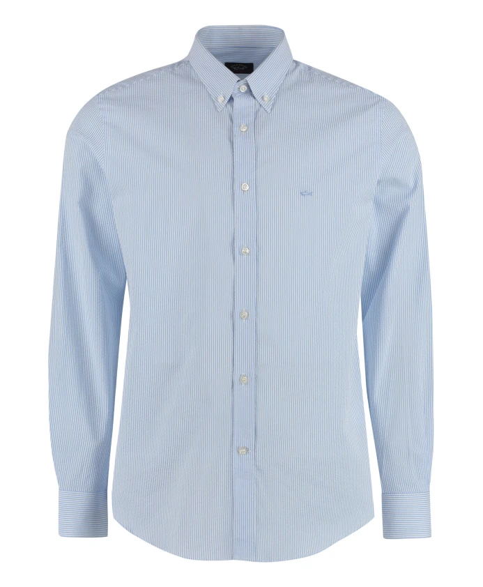 Полосатая хлопковая рубашка с закругленным краем Paul & Shark, синий
Полосатая хлопковая рубашка с закругленным краем Paul & Shark, синий