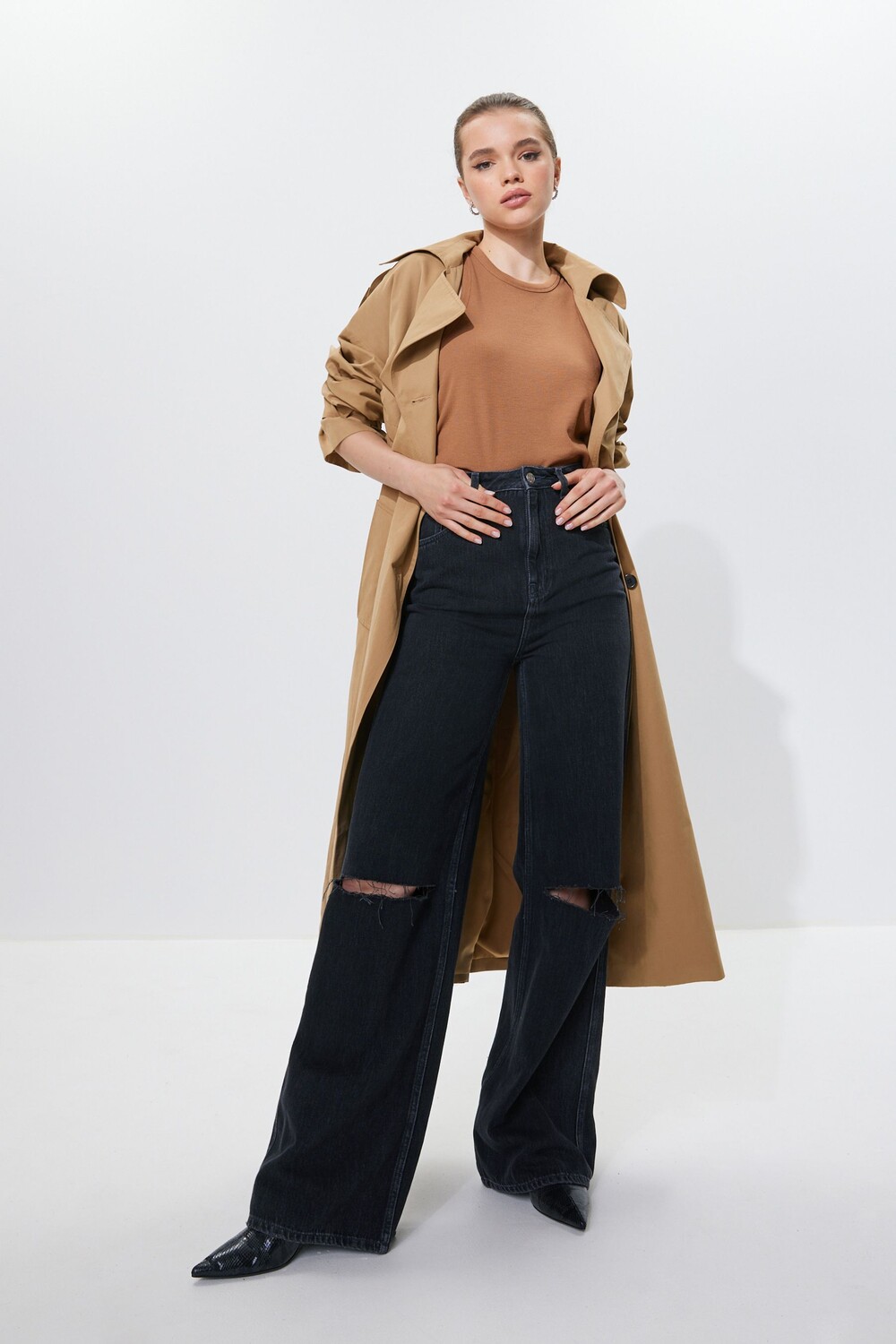 Свободные джинсы с широкими штанинами Next, черный 
Свободные джинсы с широкими штанинами Next, черный