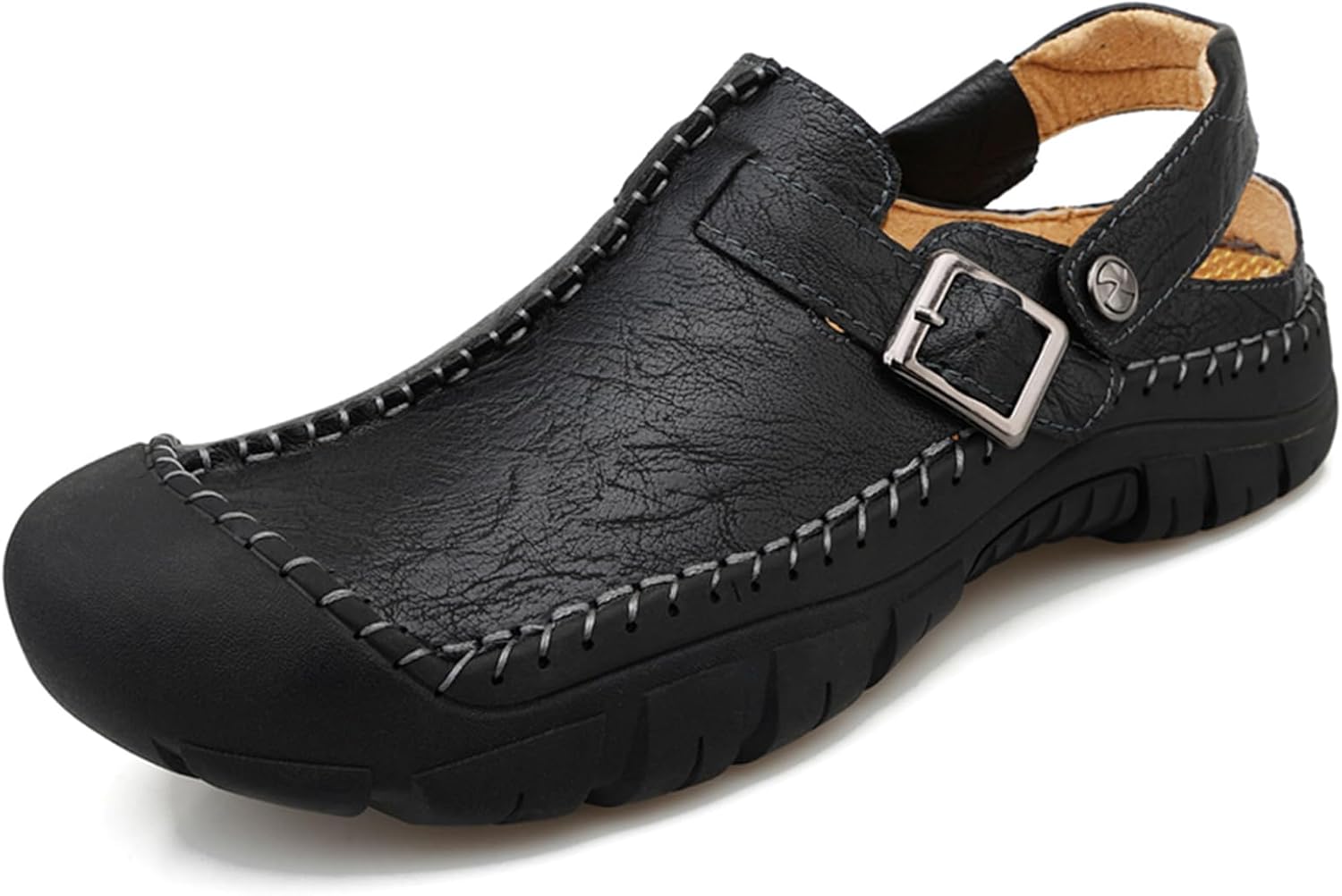 Мужские кожаные сандалии Lossarye с закрытым носком, летние, ручной работы, водонепроницаемые, нескользящие, на лето, для активного отдыха, пляжные шлепанцы, черный
Мужские кожаные сандалии Lossarye с закрытым носком, летние, ручной работы, водонепроницаемые, нескользящие, на лето, для активного отдыха, пляжные шлепанцы, черный
