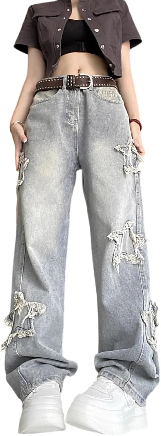 Женские джинсы Y2K в стиле пэчворк со звездами, прямые, для уличной моды FEUSEUZ
Женские джинсы Y2K в стиле пэчворк со звездами, прямые, для уличной моды FEUSEUZ