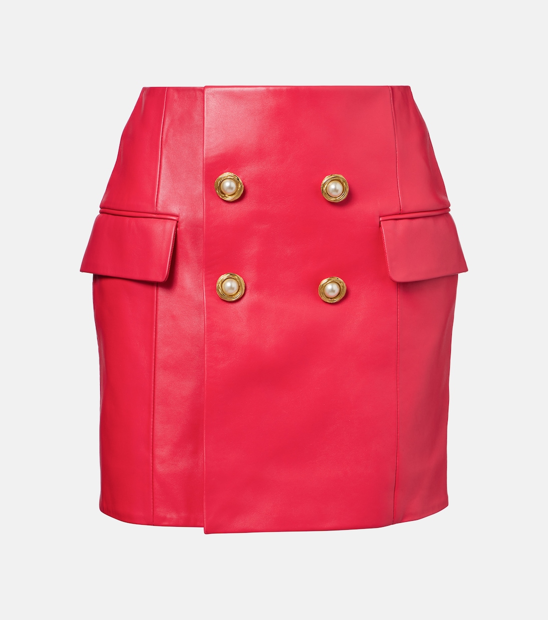 Кожаная мини-юбка Balmain, Fuchsia Vif 
Кожаная мини-юбка Balmain, Fuchsia Vif