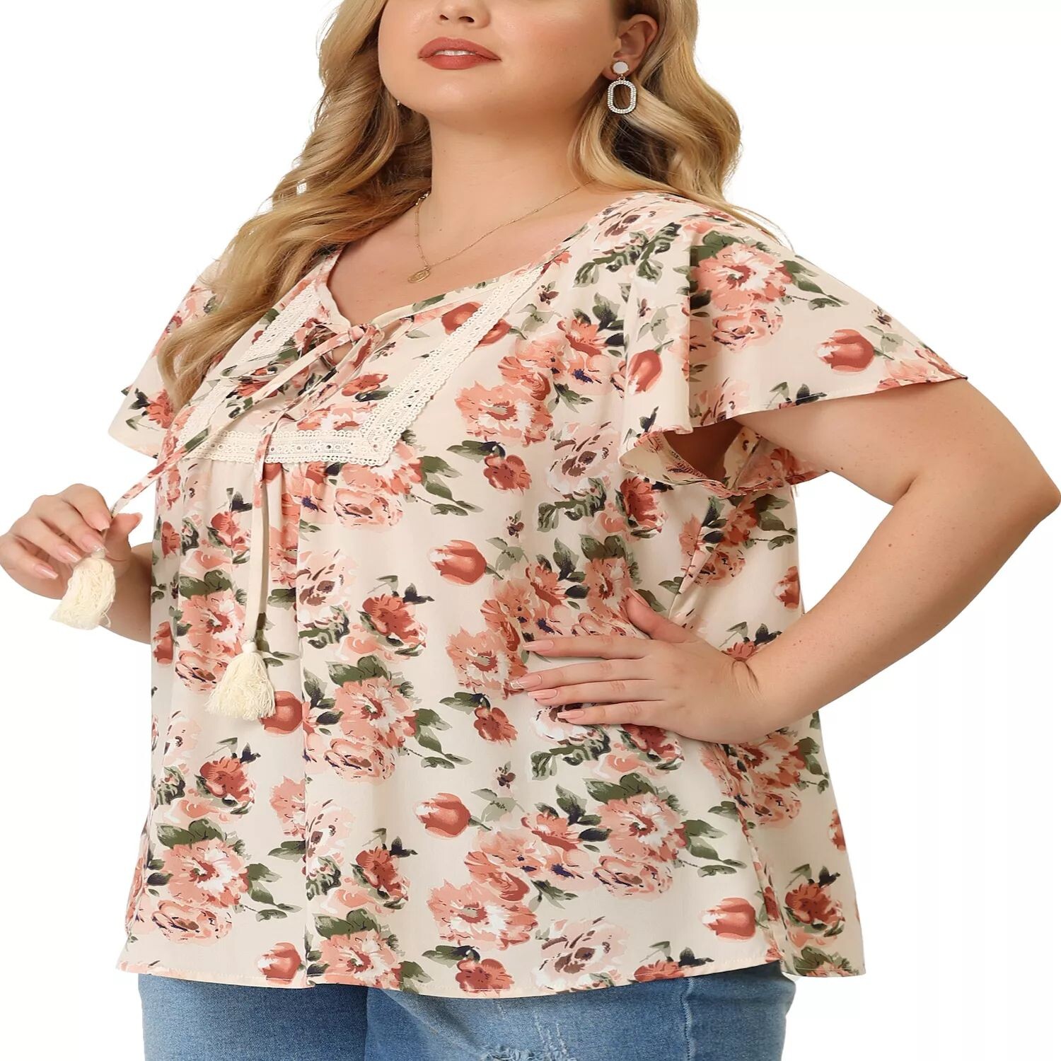 Женские шифоновые топы больших размеров с завязкой на шее и кисточками, кружевные вставки, расклешенные рукава, цветочные топы Agnes Orinda
Женские шифоновые топы больших размеров с завязкой на шее и кисточками, кружевные вставки, расклешенные рукава, цветочные топы Agnes Orinda