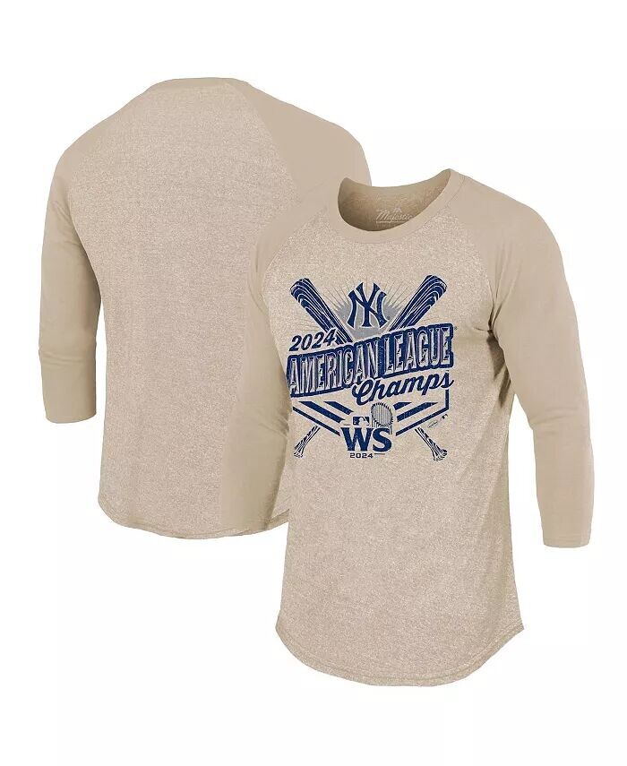 Мужская футболка Oatmeal New York Yankees 2024 American League Champions с рукавом 3/4 из трехслойной ткани реглан Majestic
Мужская футболка Oatmeal New York Yankees 2024 American League Champions с рукавом 3/4 из трехслойной ткани реглан Majestic