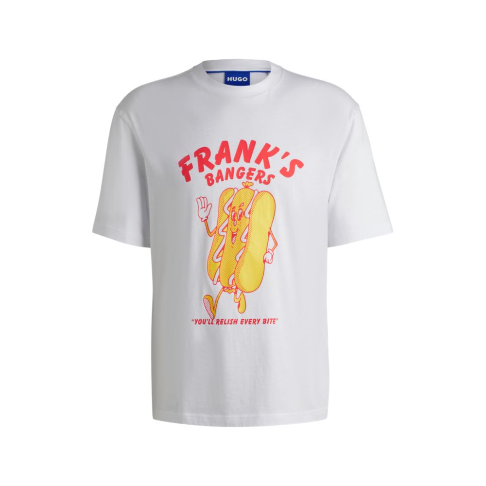 Футболка прямого кроя из хлопкового трикотажа с сезонным рисунком HUGO, белый
Футболка прямого кроя из хлопкового трикотажа с сезонным рисунком HUGO, белый
