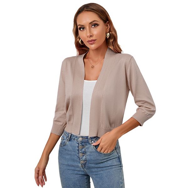 Женский укороченный болеро с 3/4 рукава и открытой передней частью Clearflower, Dark Khaki
Женский укороченный болеро с 3/4 рукава и открытой передней частью Clearflower, Dark Khaki