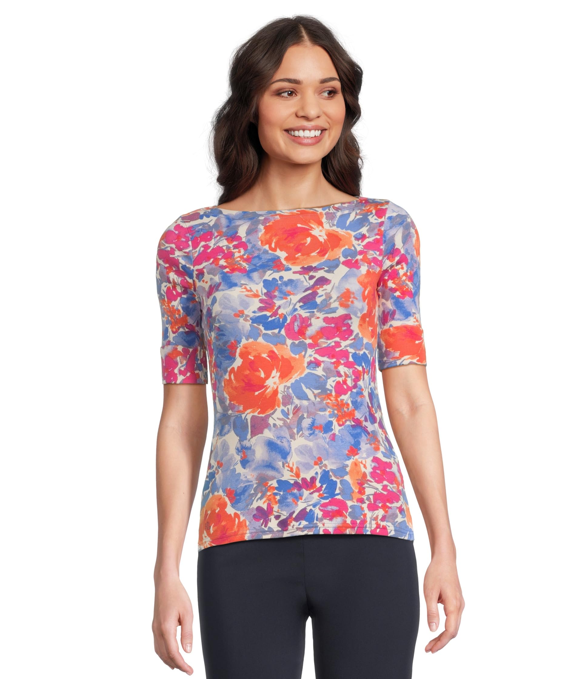 Футболка Lauren Ralph Lauren Petite Floral Stretch Cotton Boatneck Tee, White Multi 
Футболка Lauren Ralph Lauren Petite Floral Stretch Cotton Boatneck Tee, White Multi