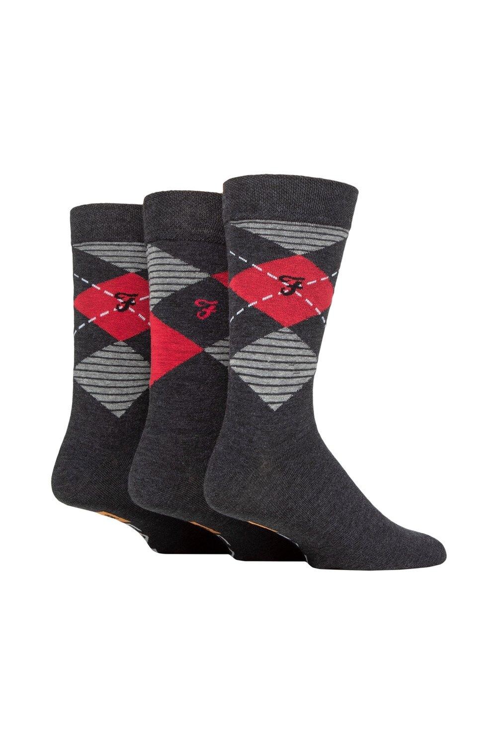 Мужские 3 пары хлопковых носков Farah Argyle с рисунком и полосками, серый
Мужские 3 пары хлопковых носков Farah Argyle с рисунком и полосками, серый