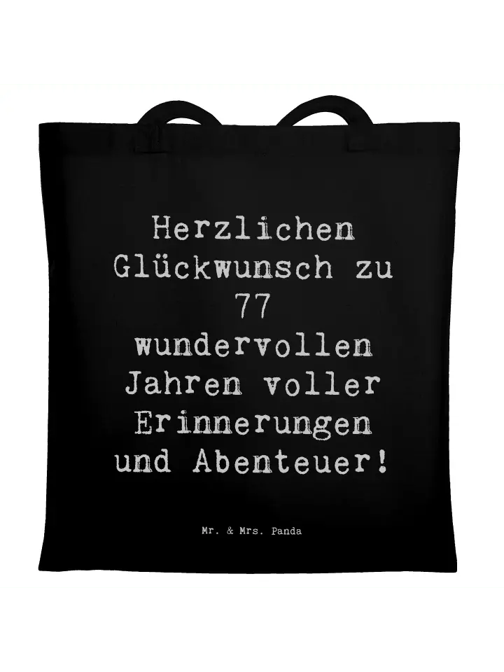 Сумка для переноски Mr & Mrs Panda Spruch 77 Geburtstag, черный
Сумка для переноски Mr & Mrs Panda Spruch 77 Geburtstag, черный