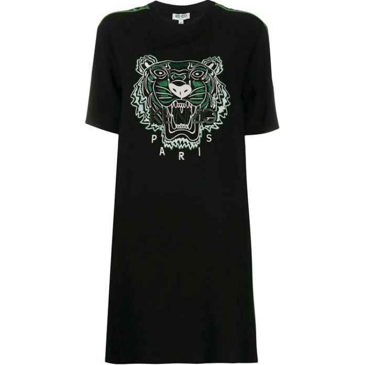 Платье Kenzo с короткими рукавами и принтом головы тигра, черный
Платье Kenzo с короткими рукавами и принтом головы тигра, черный