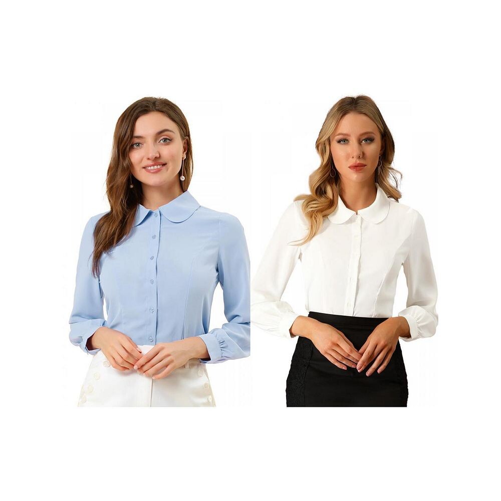 Набор из 2 женских рубашек с длинными рукавами и воротником Питера Пэна на пуговицах для карьеры ALLEGRA K, цвет Cream White Light Blue
Набор из 2 женских рубашек с длинными рукавами и воротником Питера Пэна на пуговицах для карьеры ALLEGRA K, цвет Cream White Light Blue