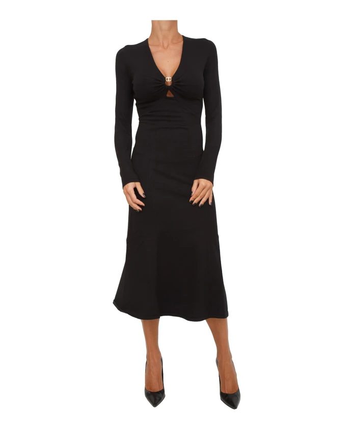 Черное платье из вискозной ткани Twinset, черный
Черное платье из вискозной ткани Twinset, черный