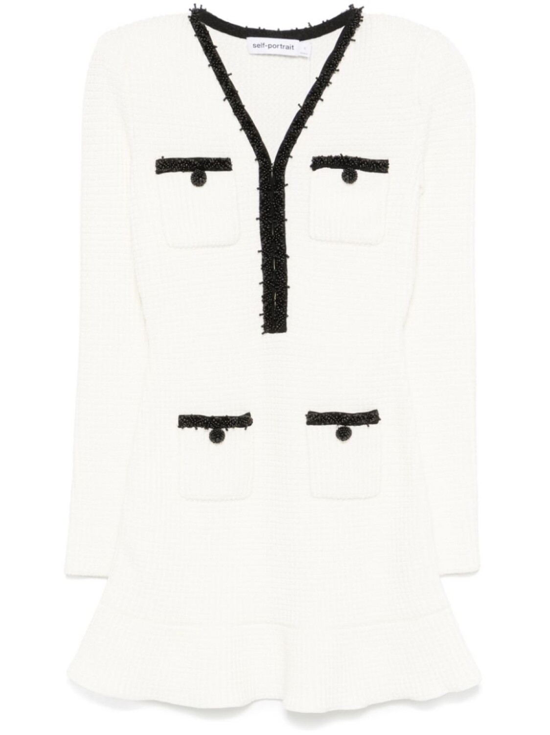 Трикотажное мини-платье Self-Portrait, белый 
Трикотажное мини-платье Self-Portrait, белый