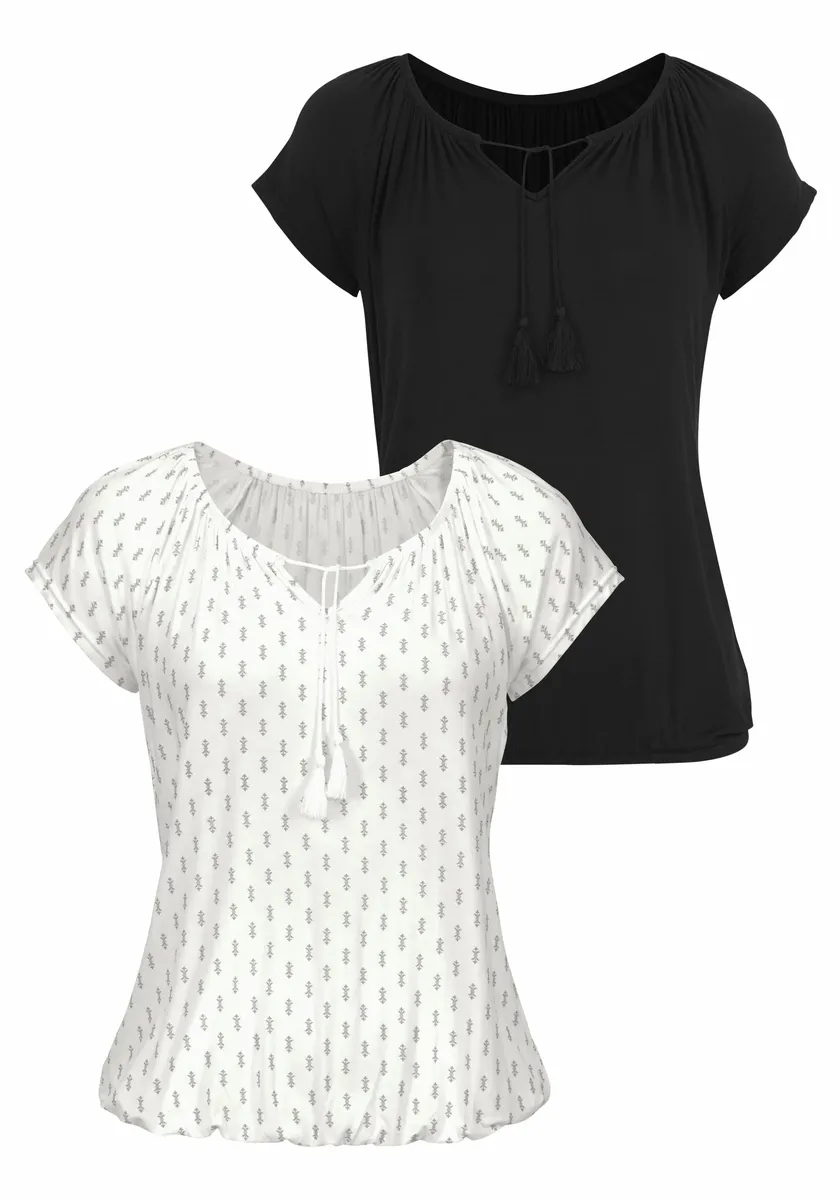 Футболка Vivance со слегка присборенным вырезом, черный
Футболка Vivance со слегка присборенным вырезом, черный