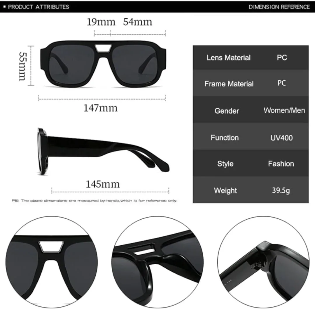 Модные женские солнцезащитные очки с двойной перемычкой и защитой от УФ-излучения UV400, ретро-очки с широкими дужками, мужские солнцезащитные очки VFDHN, Black Blue
Модные женские солнцезащитные очки с двойной перемычкой и защитой от УФ-излучения UV400, ретро-очки с широкими дужками, мужские солнцезащитные очки VFDHN, Black Blue