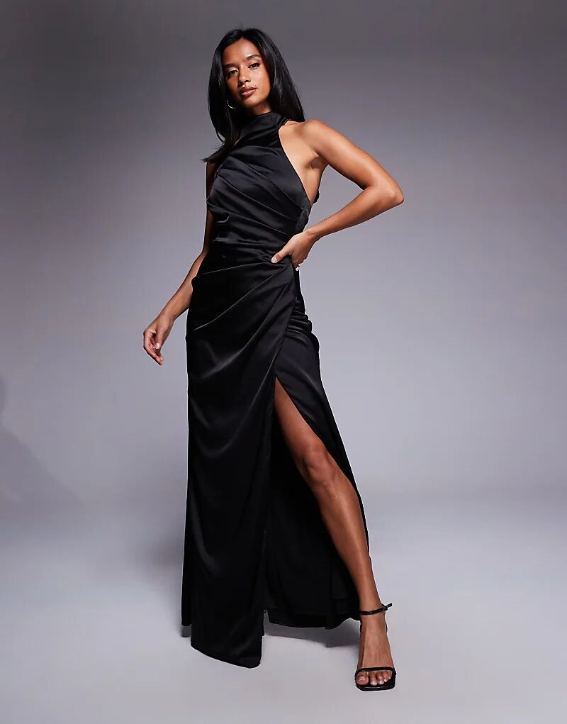 Платье макси из атласа TFNC Petite с высоким воротом, черное
Платье макси из атласа TFNC Petite с высоким воротом, черное