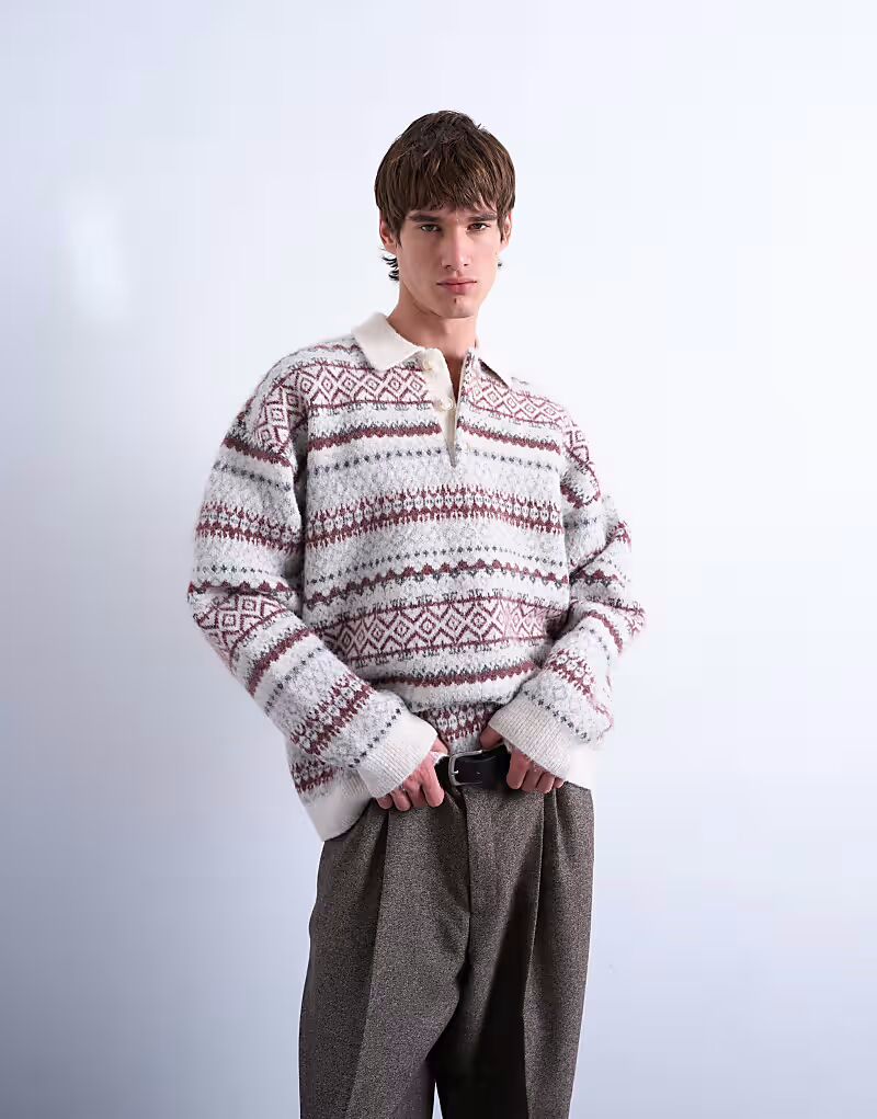 Трикотажное поло Regular Fit Fairisle Stripe цвета кремовый Topman
Трикотажное поло Regular Fit Fairisle Stripe цвета кремовый Topman