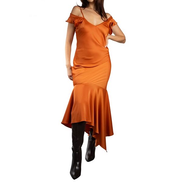 Женское платье-комбинация с асимметричным рукавом-бабочкой Jess By Meiko, Pumpkin Orange
Женское платье-комбинация с асимметричным рукавом-бабочкой Jess By Meiko, Pumpkin Orange