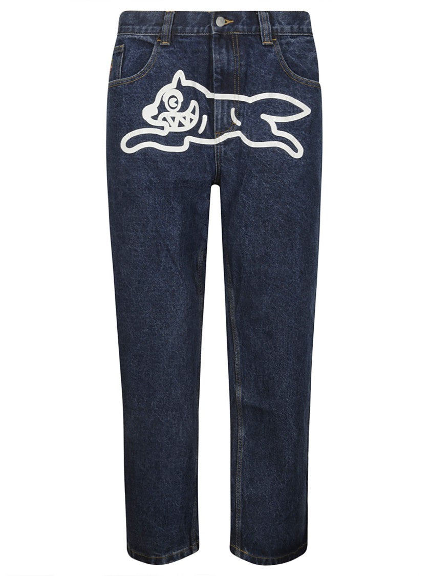 Прямые джинсы с игривым принтом спереди IceCream, синий 
Прямые джинсы с игривым принтом спереди IceCream, синий
