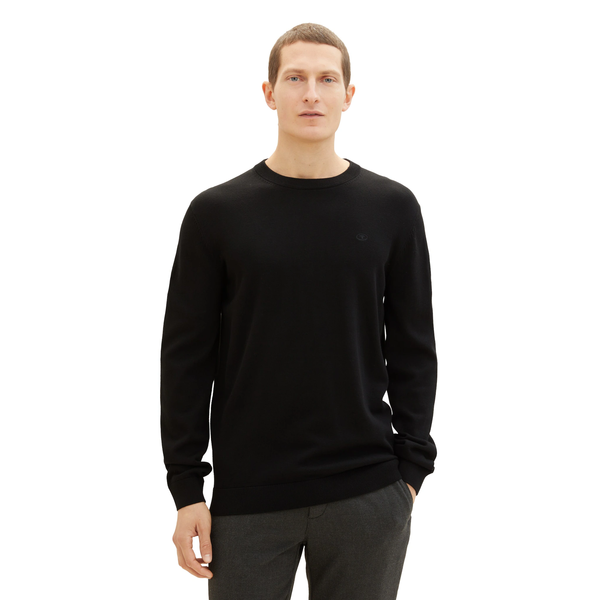 Свитер TOM TAILOR с круглым вырезом и вышитым логотипом, черный
Свитер TOM TAILOR с круглым вырезом и вышитым логотипом, черный