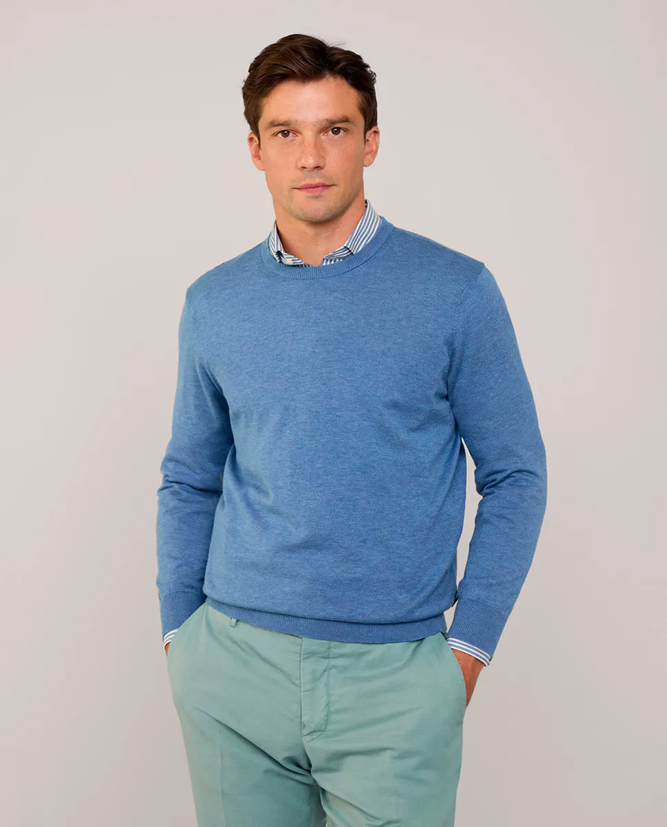 Мужской однотонный свитер с круглым вырезом Façonnable, синий
Мужской однотонный свитер с круглым вырезом Façonnable, синий