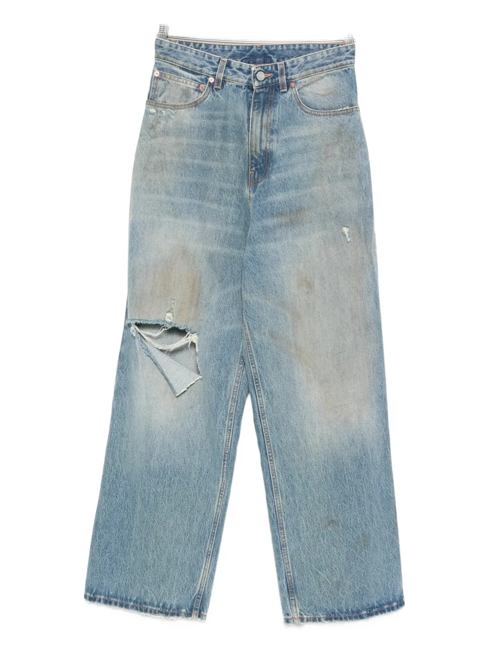 Джинсы с эффектом потертости и пятью карманами Vetements, синий
Джинсы с эффектом потертости и пятью карманами Vetements, синий