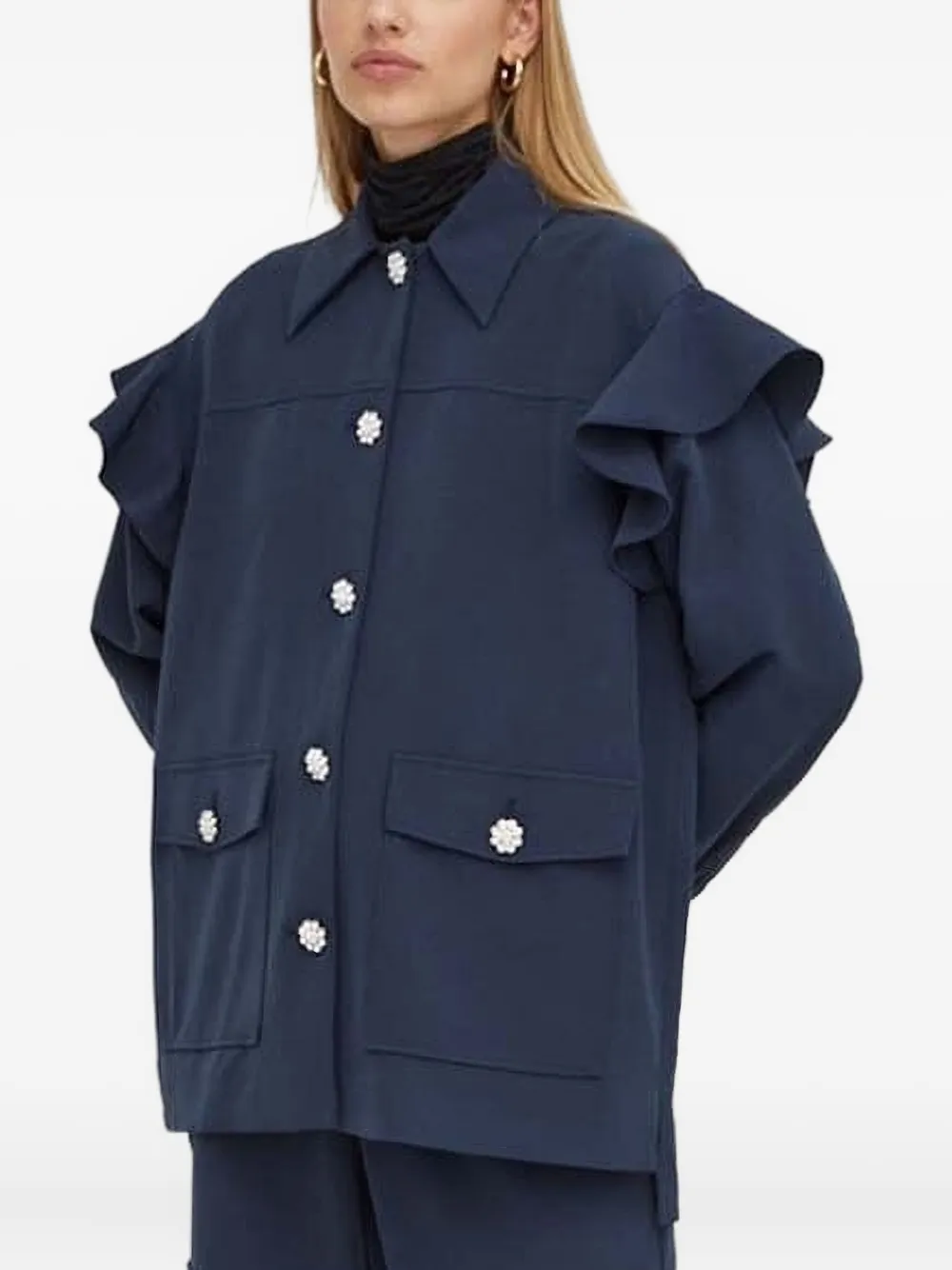 Декорированная рубашка с оборками Custommade, синий
Декорированная рубашка с оборками Custommade, синий