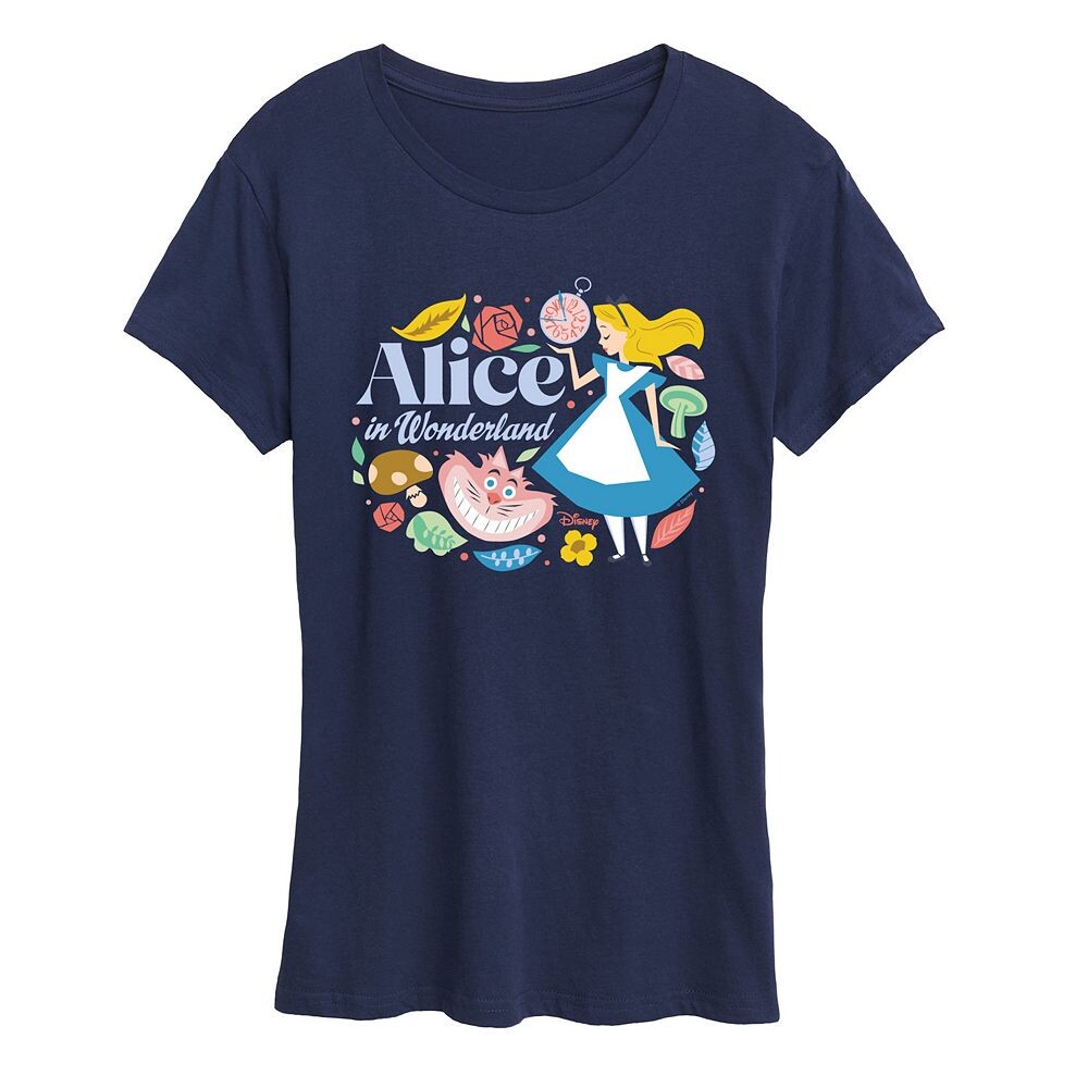 Женская футболка с рисунком Disney's Alice in Wonderland Alice & Cheshire Cat, темно-синий
Женская футболка с рисунком Disney's Alice in Wonderland Alice & Cheshire Cat, темно-синий