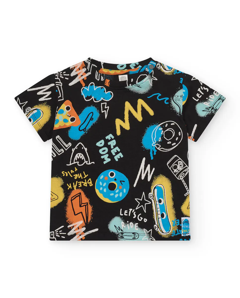 Футболка для мальчика в черном цвете со скейтбордами и пончиками Tuc tuc, чёрный
Футболка для мальчика в черном цвете со скейтбордами и пончиками Tuc tuc, чёрный