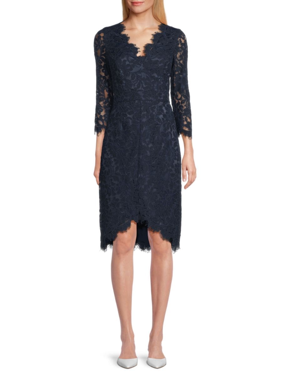Платье-футляр с фестончатым кружевом Eliza J, темно-синий
Платье-футляр с фестончатым кружевом Eliza J, темно-синий