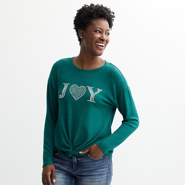 Женский топ с асимметричным подолом и студийными украшениями Apt. 9, Botanical Garden
Женский топ с асимметричным подолом и студийными украшениями Apt. 9, Botanical Garden