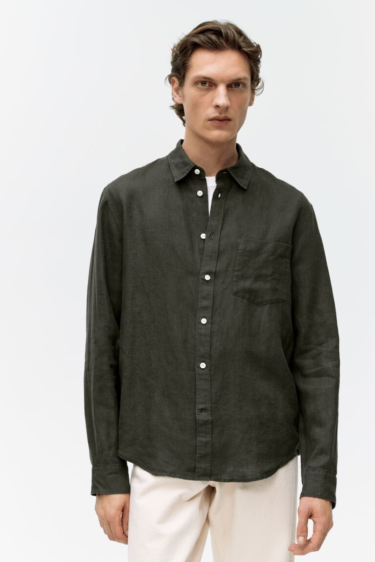 Льняная рубашка стандартного кроя Arket, зеленый
Льняная рубашка стандартного кроя Arket, зеленый