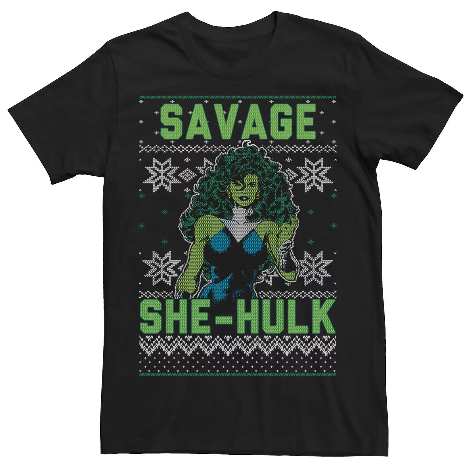 Мужская футболка-свитер с рисунком She-Hulk Ugly Christmas Licensed Character
Мужская футболка-свитер с рисунком She-Hulk Ugly Christmas Licensed Character