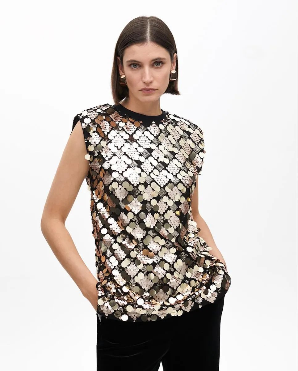 Женский топ без рукавов с пайетками Lola Casademunt, черный/оранжевый
Женский топ без рукавов с пайетками Lola Casademunt, черный/оранжевый