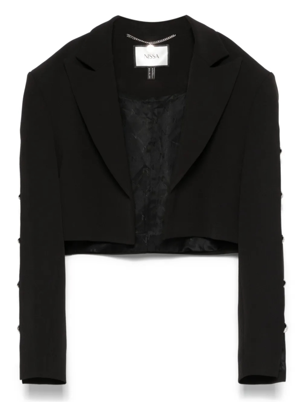 Укороченный блейзер, украшенный кристаллами NISSA, черный
Укороченный блейзер, украшенный кристаллами NISSA, черный