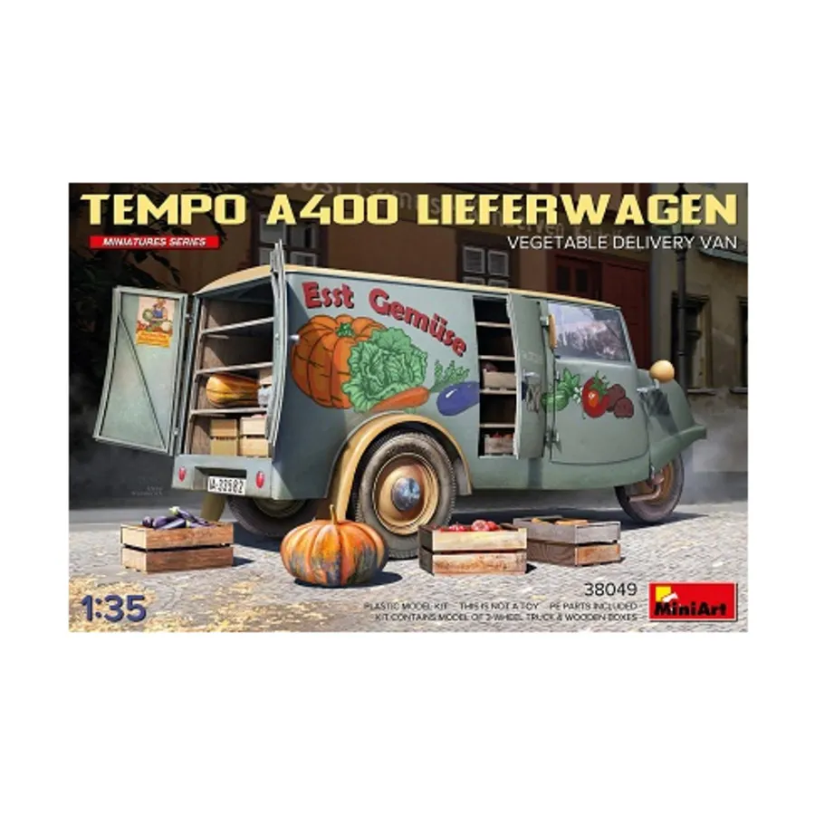 Tempo A400 Lieferwagen Фургон для доставки овощей, Miniatures Series (1:35) (MiniArt Models)
Tempo A400 Lieferwagen Фургон для доставки овощей, Miniatures Series (1:35) (MiniArt Models)